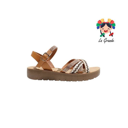 9022 VI LINE Café Sint Sandalia con Brillos para Dama