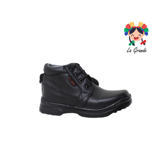 902 TOY BOX Negro Piel Zapato Tipo Bota Escolar para Niño
