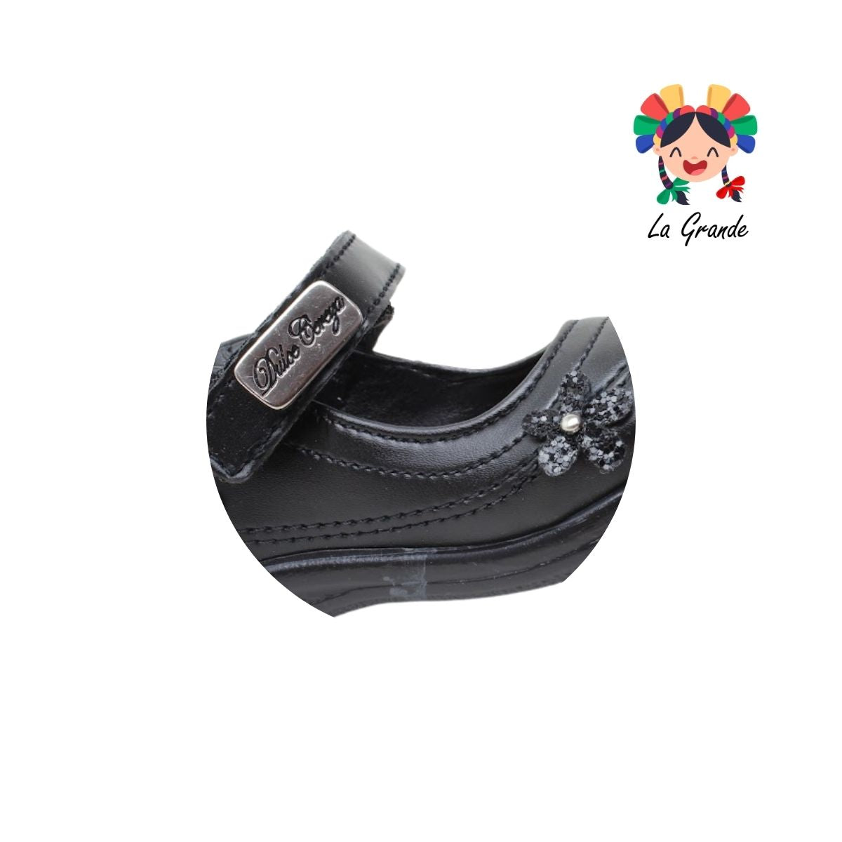 905 DULCE CEREZA Negro Sint Zapato Escolar para Niña