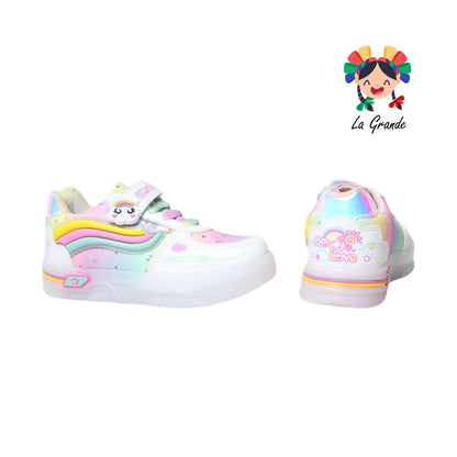 905 ON KIDS Arcoiris Blanco Multi Sint Tenis con Luz Led para Niña