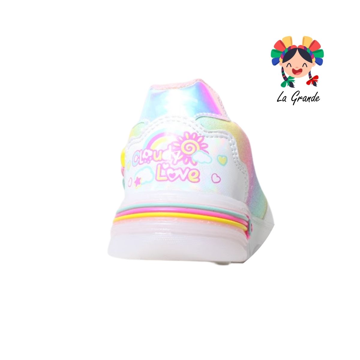 905 ON KIDS Arcoiris Blanco Multi Sint Tenis con Luz Led para Niña