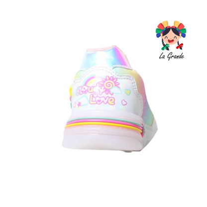 905 ON KIDS Arcoiris Blanco Multi Sint Tenis con Luz Led para Niña