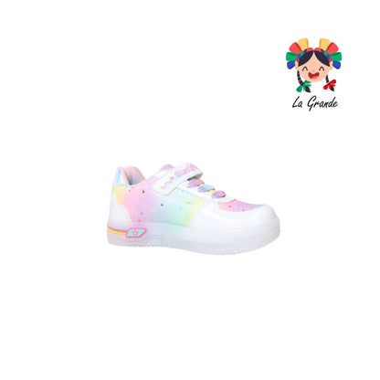 905 ON KIDS Arcoiris Blanco Multi Sint Tenis con Luz Led para Niña