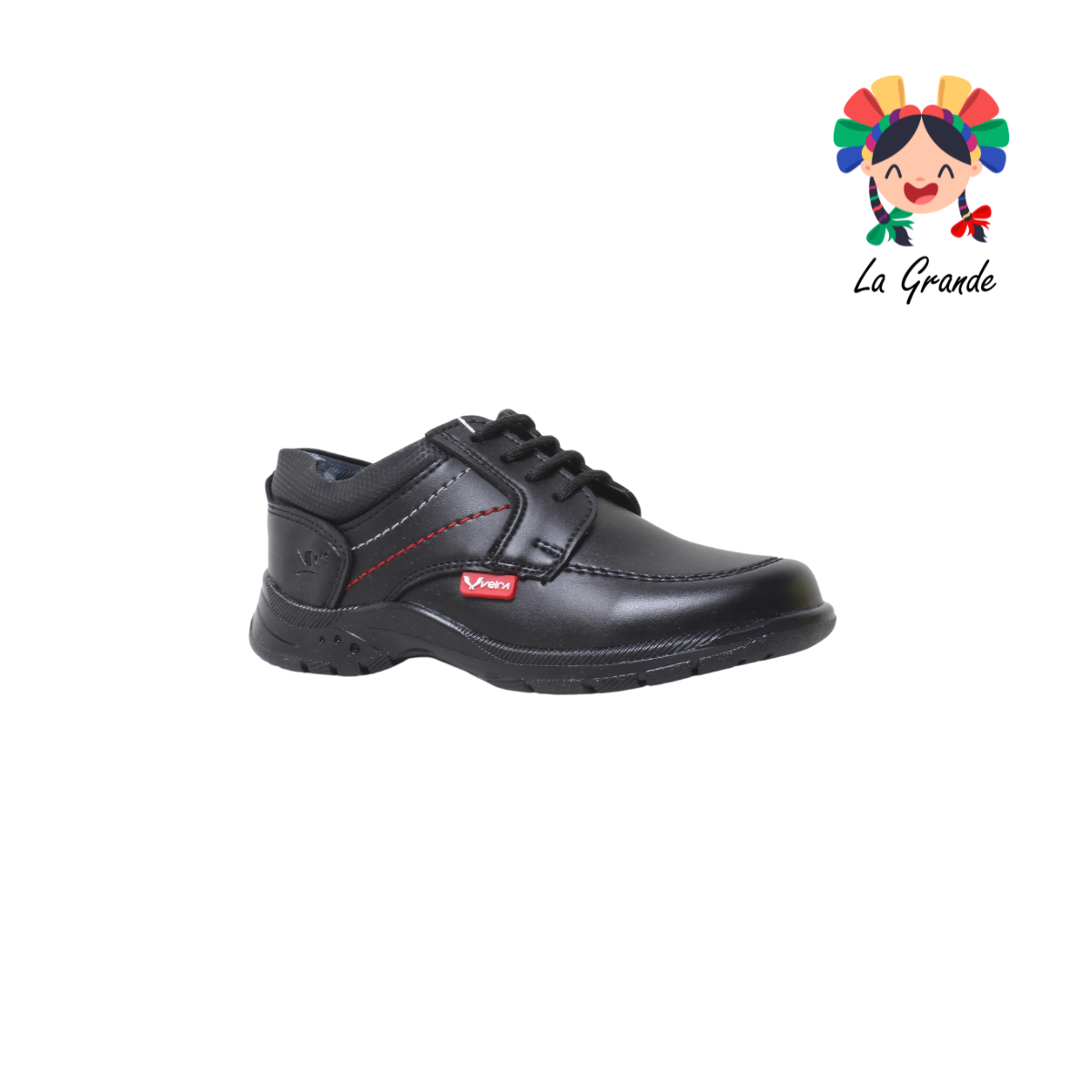 905 VELRA Negro Rojo Sint Zapato Escolar para Niño y Joven
