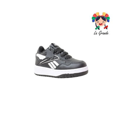 906 APT Negro Blanco Piel Tenis Casual para Niña y Niño