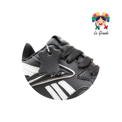 906 APT Negro Blanco Piel Tenis Casual para Niña y Niño