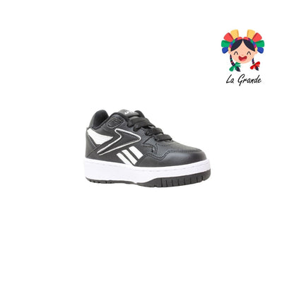 906 APT Negro Blanco Piel Tenis Casual para Niña y Niño