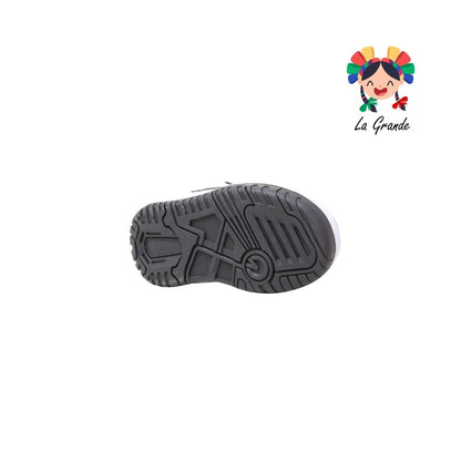 906 APT Negro Blanco Piel Tenis Casual para Niña y Niño