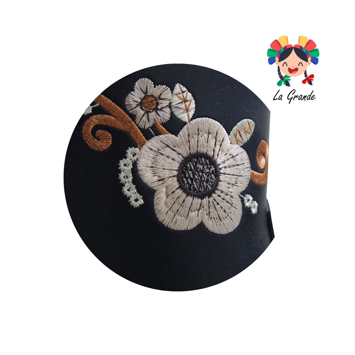 9070 LADY FLORES Negro Bordado Bota Vaquera para Niña y Dama