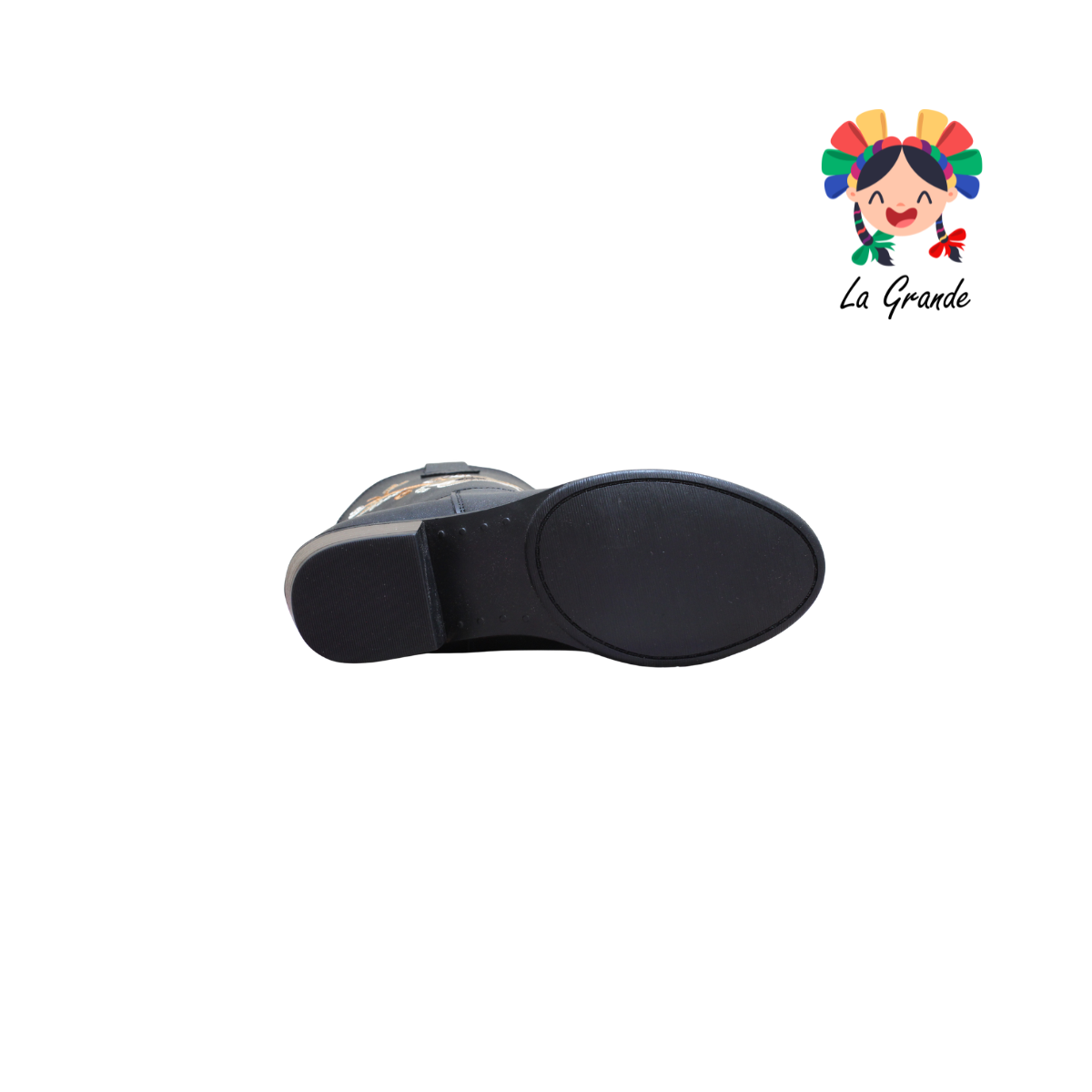 9070 LADY FLORES Negro Bordado Bota Vaquera para Niña y Dama