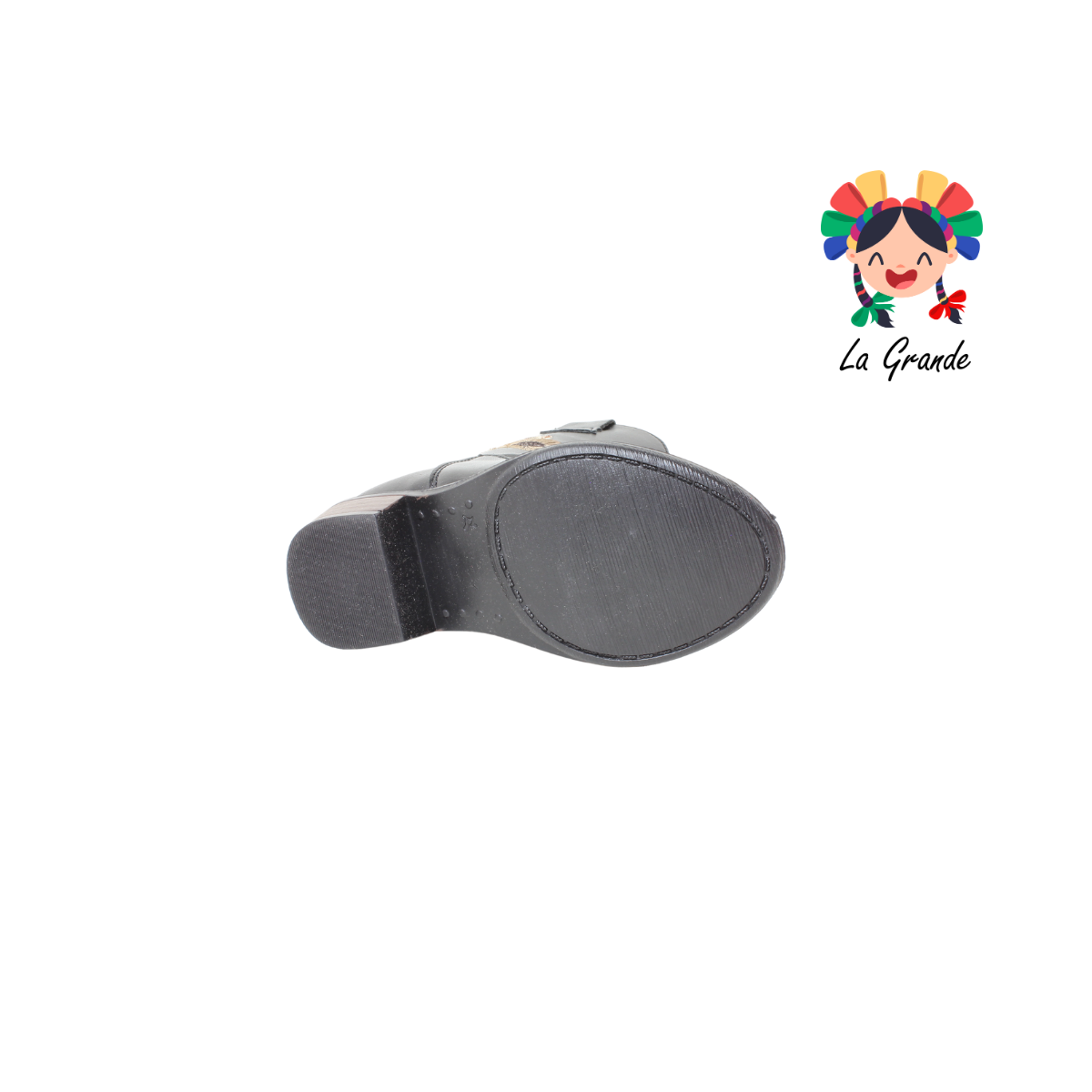 9071 LADY FLORES Negro Bordado Bota Vaquera para Niña