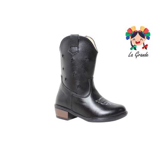 9074 LADY FLORES Negro Sint Bota Vaquera para Niña