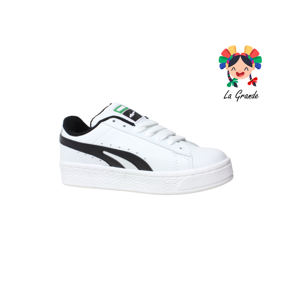 010 SNIK Blanco Negro Tenis Casual para Dama y Joven