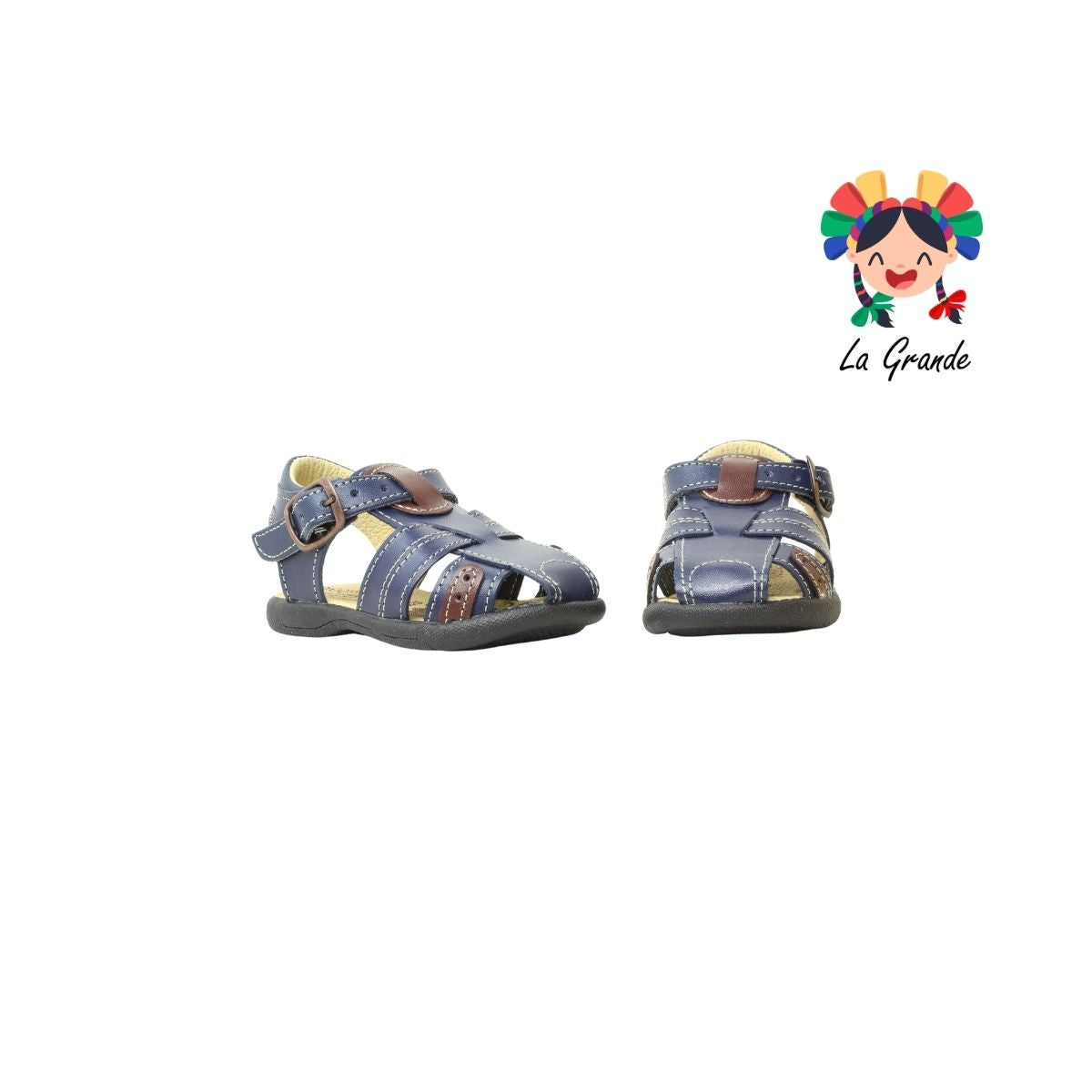 911 PEQUEÑITOS Marino Piel Huarache para Bebé