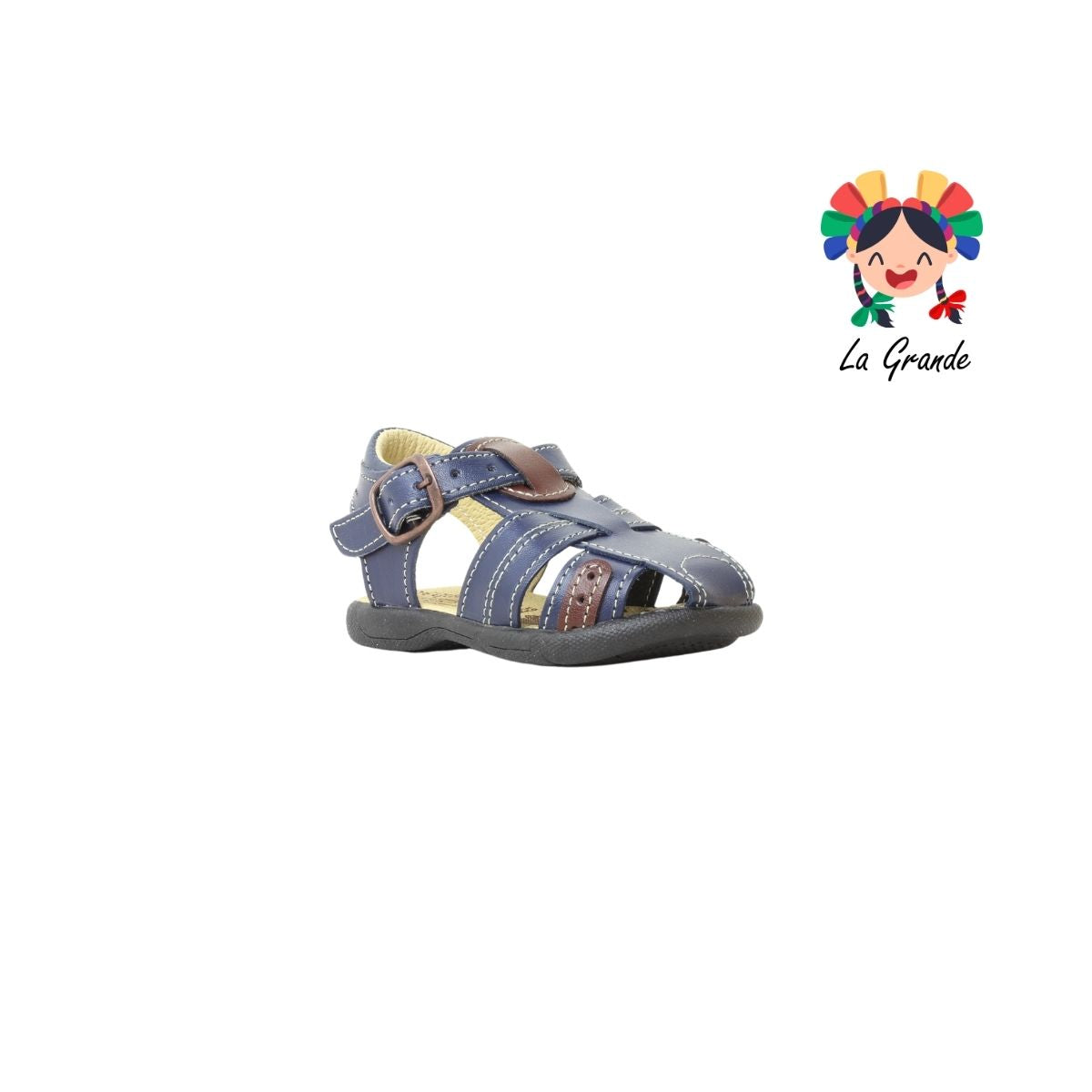 911 PEQUEÑITOS Marino Piel Huarache para Bebé