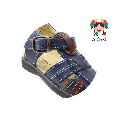 911 PEQUEÑITOS Marino Piel Huarache para Bebé