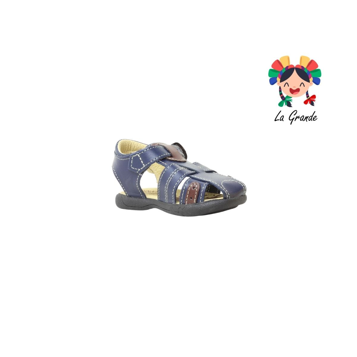 911 PEQUEÑITOS Marino Piel Huarache para Bebé