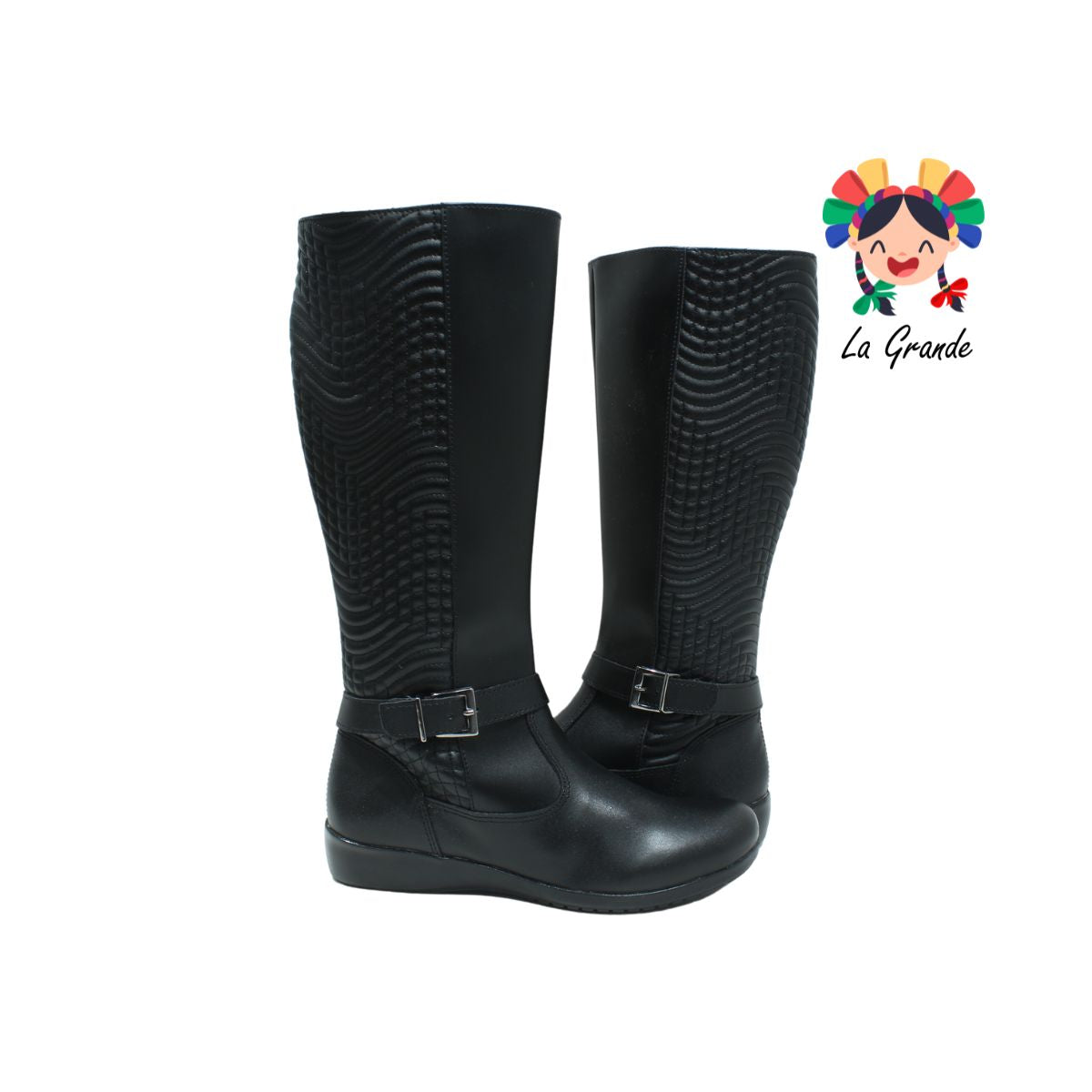 91241 GREEN LOVE Negro Piel Bota Larga para Dama