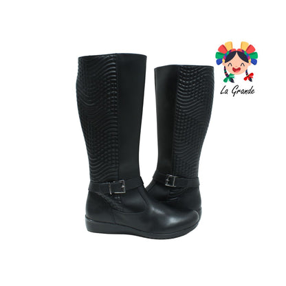 91241 GREEN LOVE Negro Piel Bota Larga para Dama