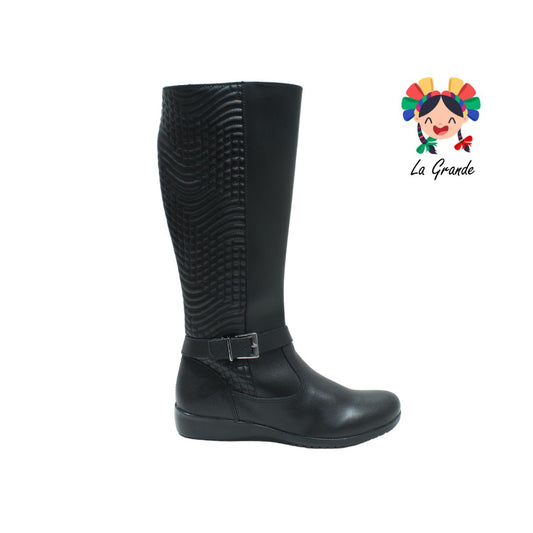 91241 GREEN LOVE Negro Piel Bota Larga para Dama