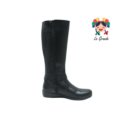 91241 GREEN LOVE Negro Piel Bota Larga para Dama