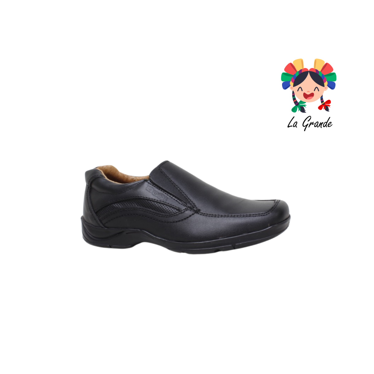 9226 DOGI Negro Zapato Escolar de Meter para Niño