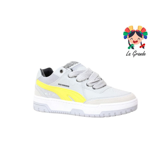 927 ROJO ARANDANO Gris Amarillo Tenis Casual para Dama y Joven