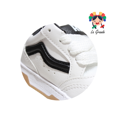 928 ROJO ARANDANO Blanco Negro Napa Tenis Casual para Niña y Niño