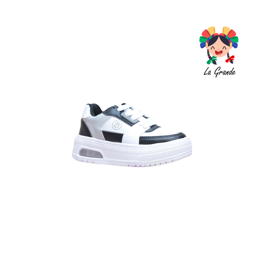 5000 TERRYBLITO Blanco Negro Tenis Casual para Niño