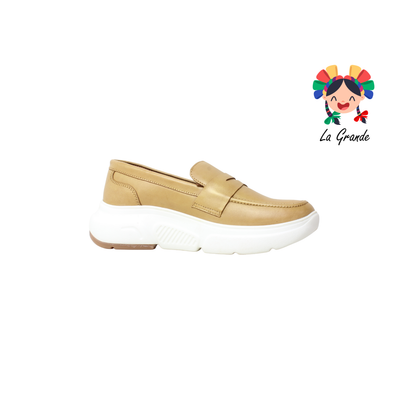 NU001 DOGI Camel Spray Oro Piel Zapato Casual para Dama