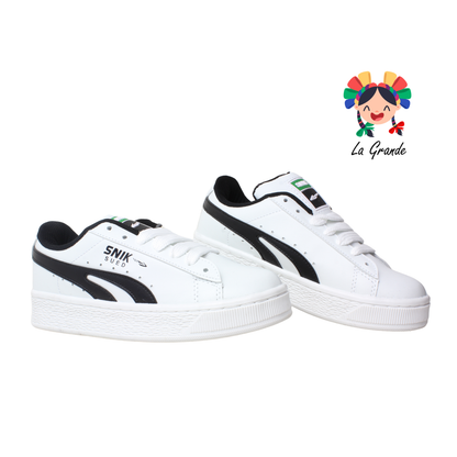 010 SNIK Blanco Negro Tenis Casual para Dama y Joven