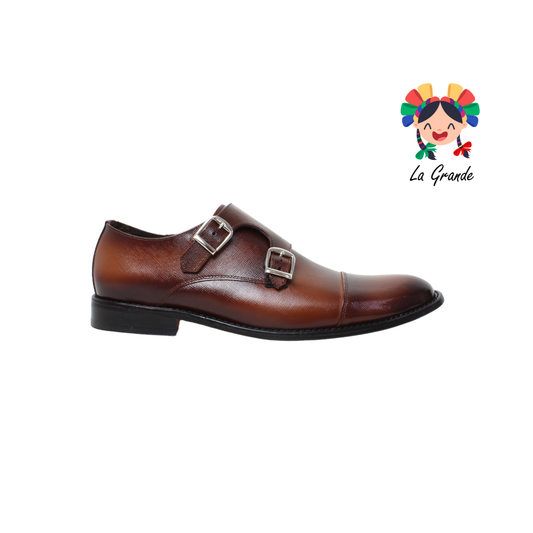 930 GIOVANNI Miel Mezclilla Piel Zapato de Vestir con Suela de Cuero para Caballero