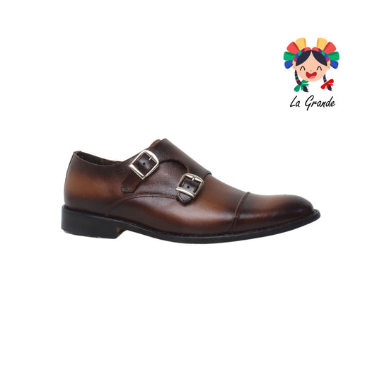 930 GIOVANNI Miel Liso Zapato de Vestir para Caballero con Suela de Cuero