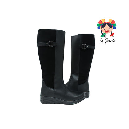 93230 GREEN LOVE Negro Piel Bota Larga para Dama