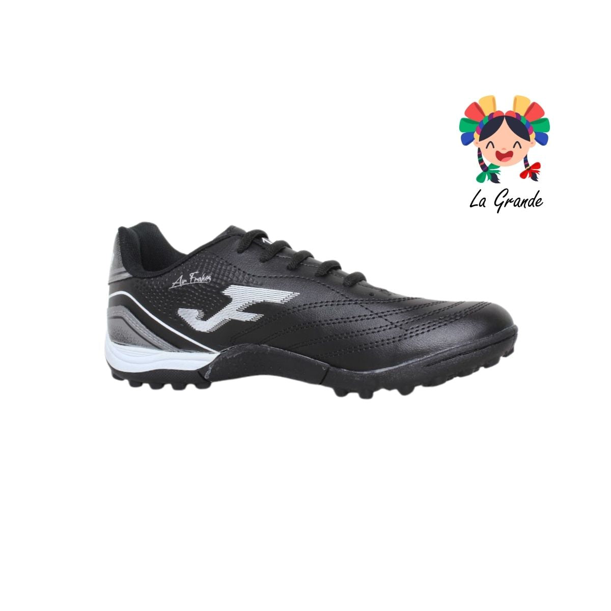 933 FRAKOS Negro Gris Sintético Tenis Fútbol Rápido para Joven y Caballero