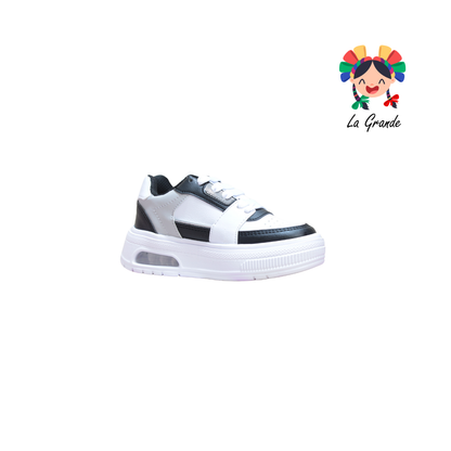 5000 TERRYBLITO Blanco Negro Tenis Casual para Niño