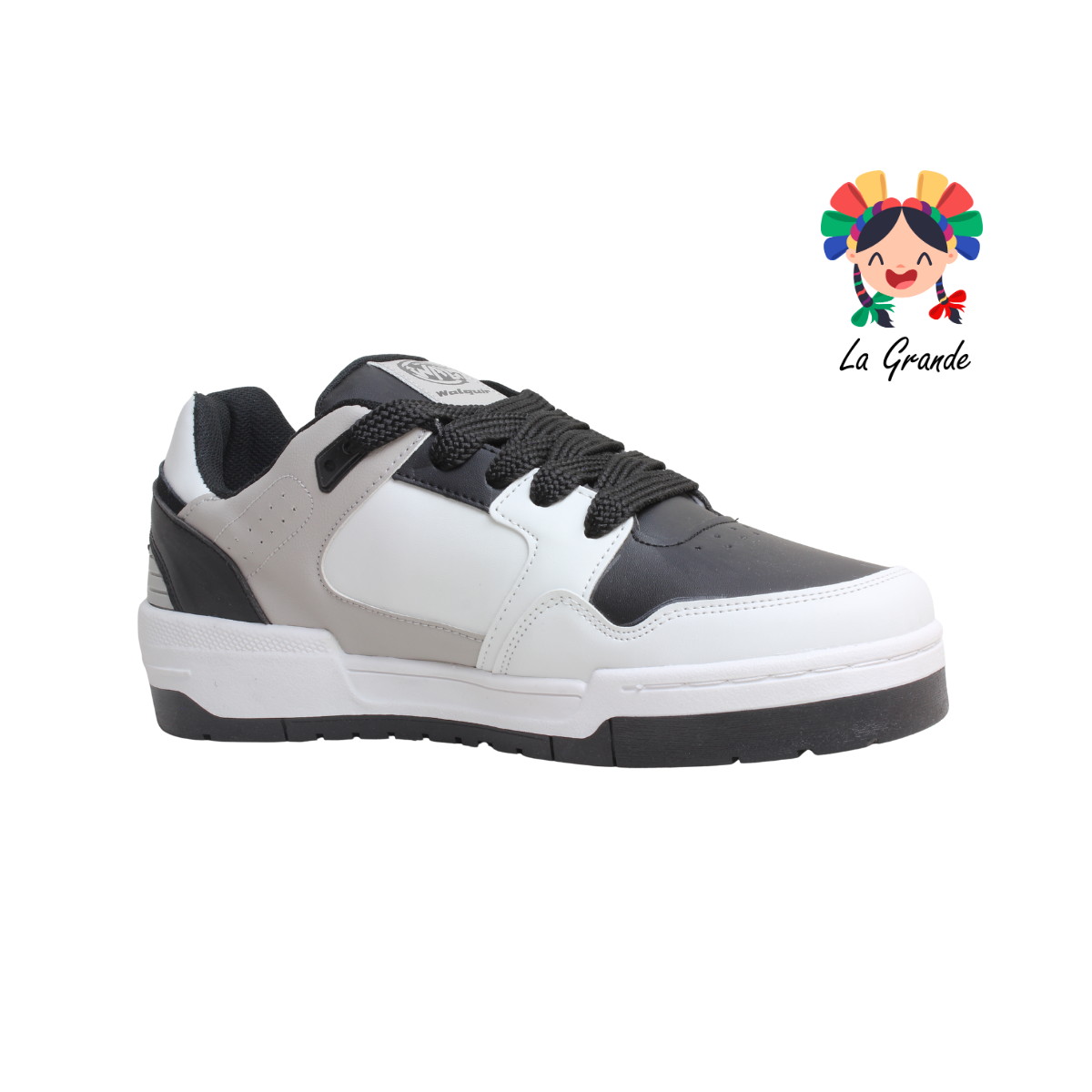 940 WALKQUIR Blanco Negro Tenis Casual para Caballero