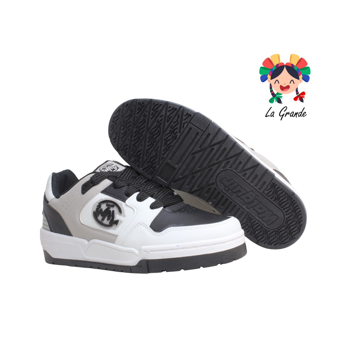 940 WALKQUIR Blanco Negro Tenis Casual para Caballero
