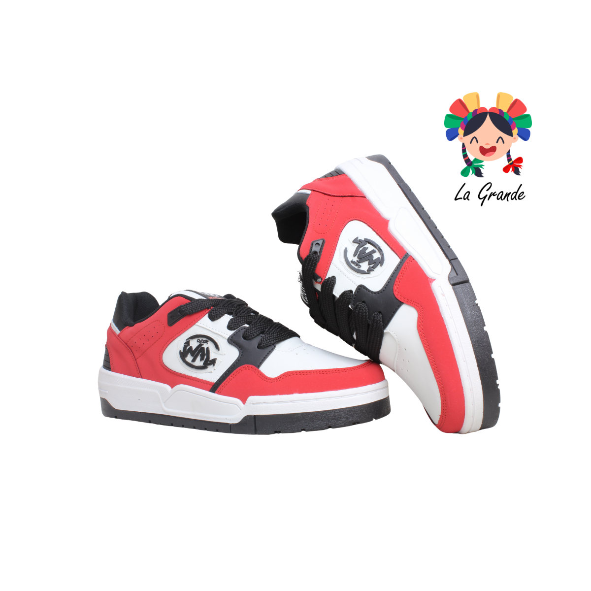 940 WALKQUIR Bco Ngo Rojo Tenis Casual para Caballero