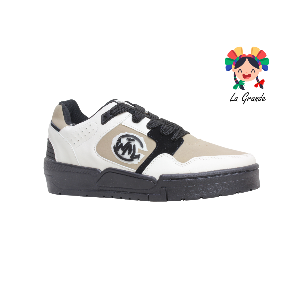 940 WALKQUIR Negro Beige Tenis Casual para Caballero