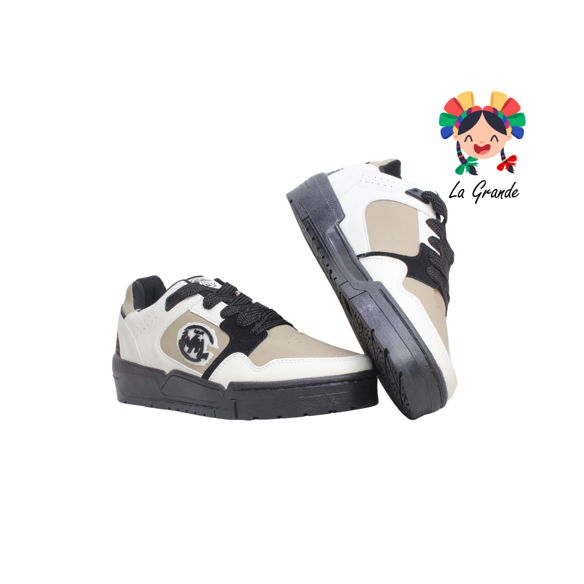 940 WALKQUIR Negro Beige Tenis Casual para Caballero
