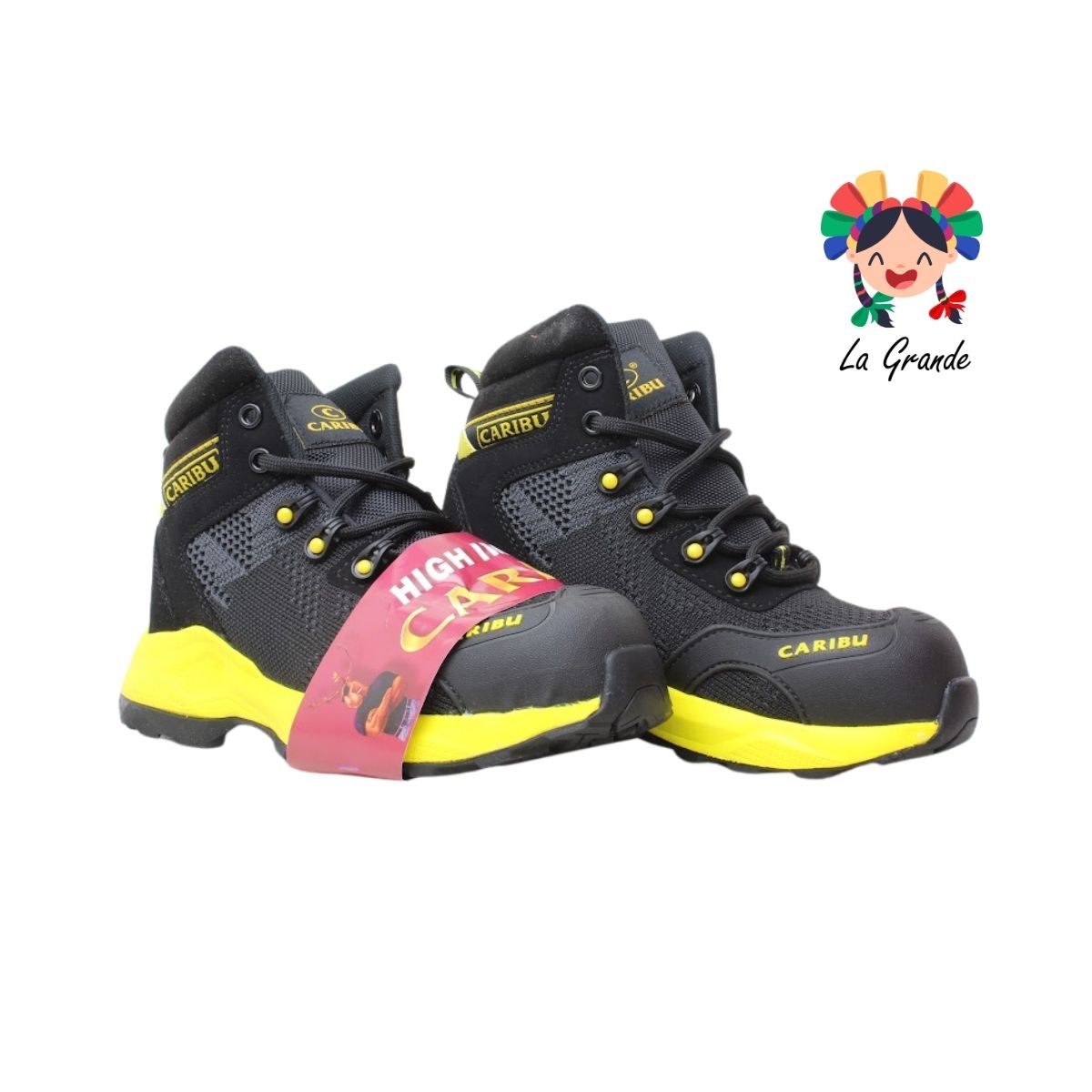 952-D CARIBU Negro Amarillo Bota Industrial con Casco para Dama y Jóven
