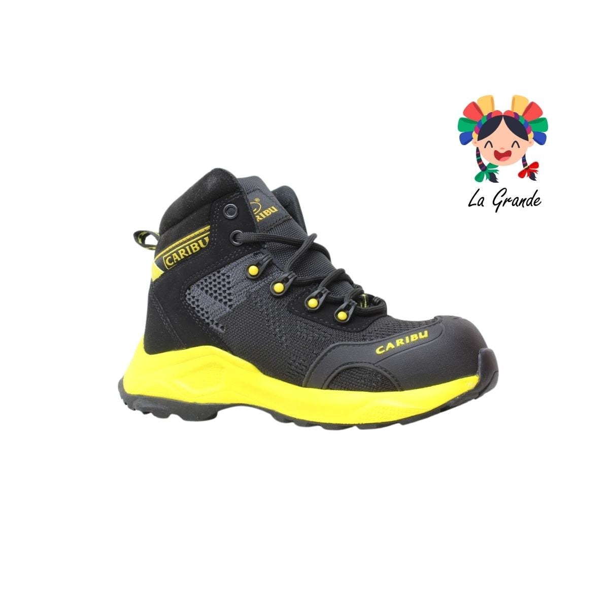 952-D CARIBU Negro Amarillo Bota Industrial con Casco para Dama y Jóven