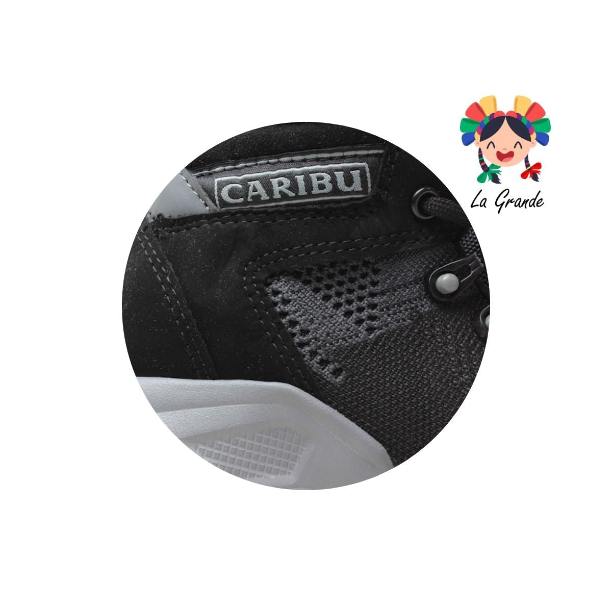 952-D CARIBU Negro Gris Bota Industrial con Casco para Dama y Jóven