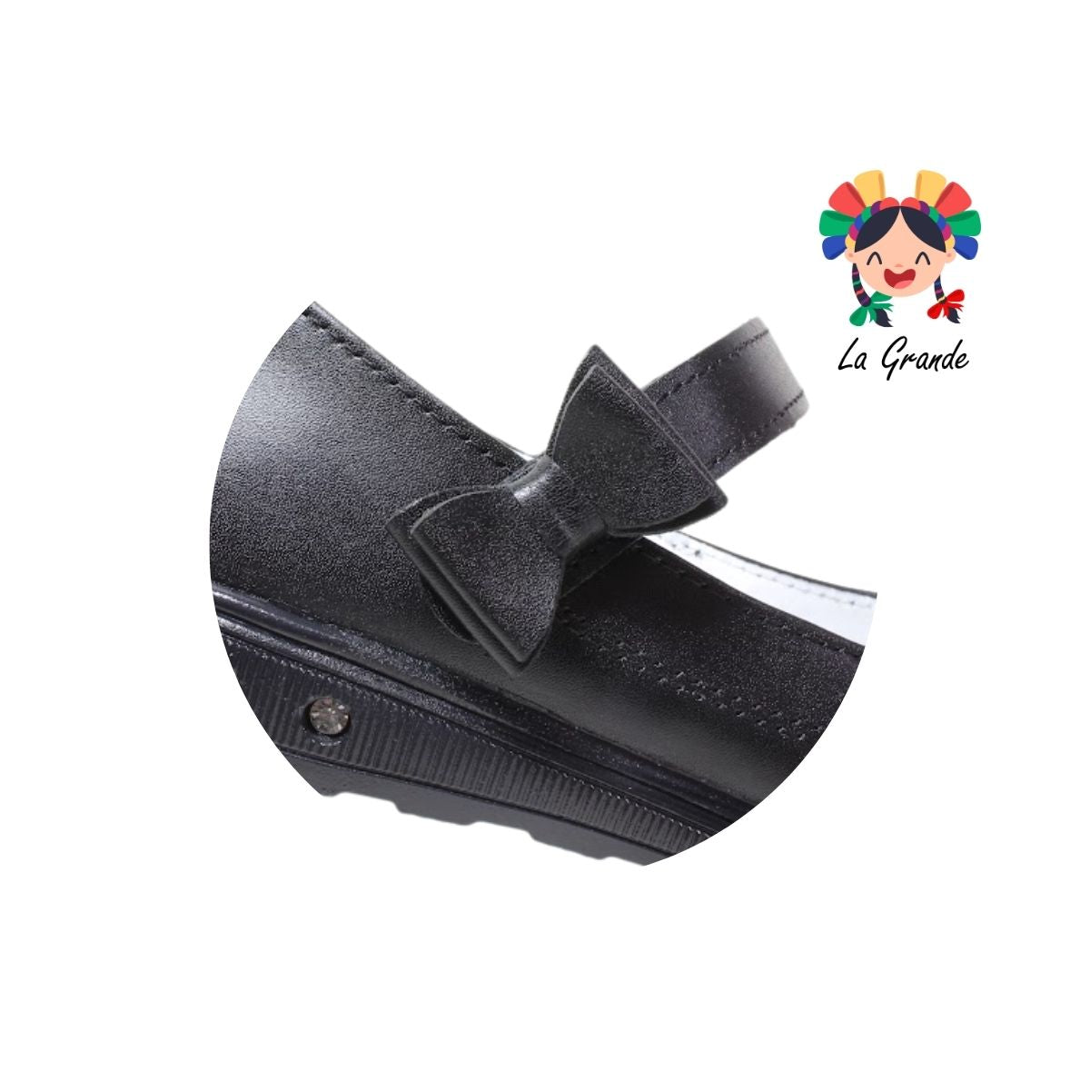 953 WIZZYZ Negro Piel Zapato Escolar para Dama
