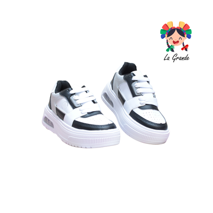 5000 TERRYBLITO Blanco Negro Tenis Casual para Niño