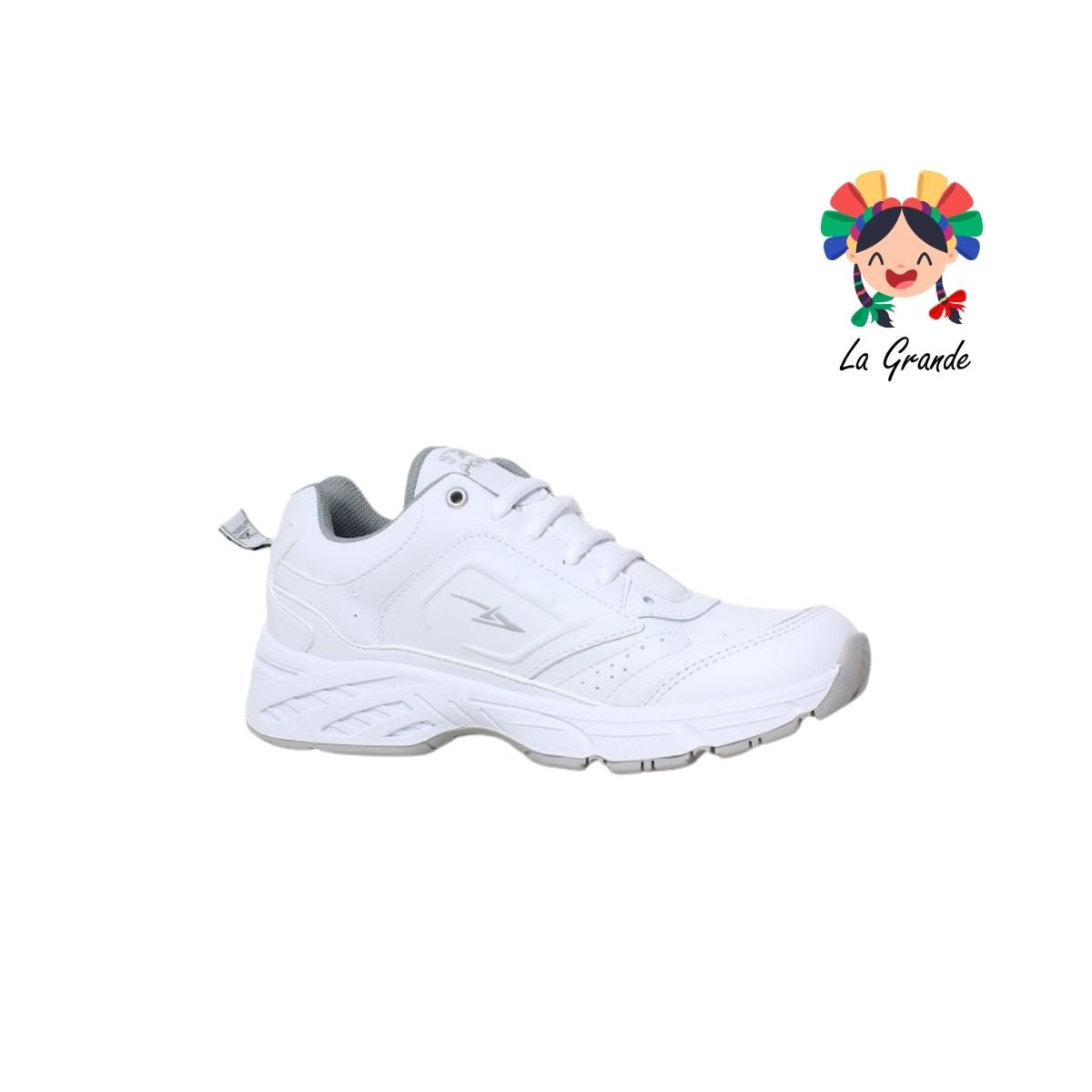 960 APOORT Blanco Gris Piel Tenis Escolar para Dama y Joven
