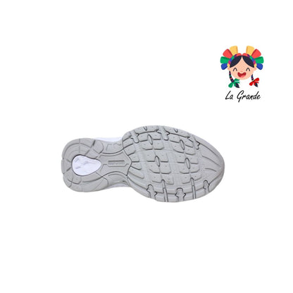 960 APOORT Blanco Gris Piel Tenis Escolar para Dama y Joven
