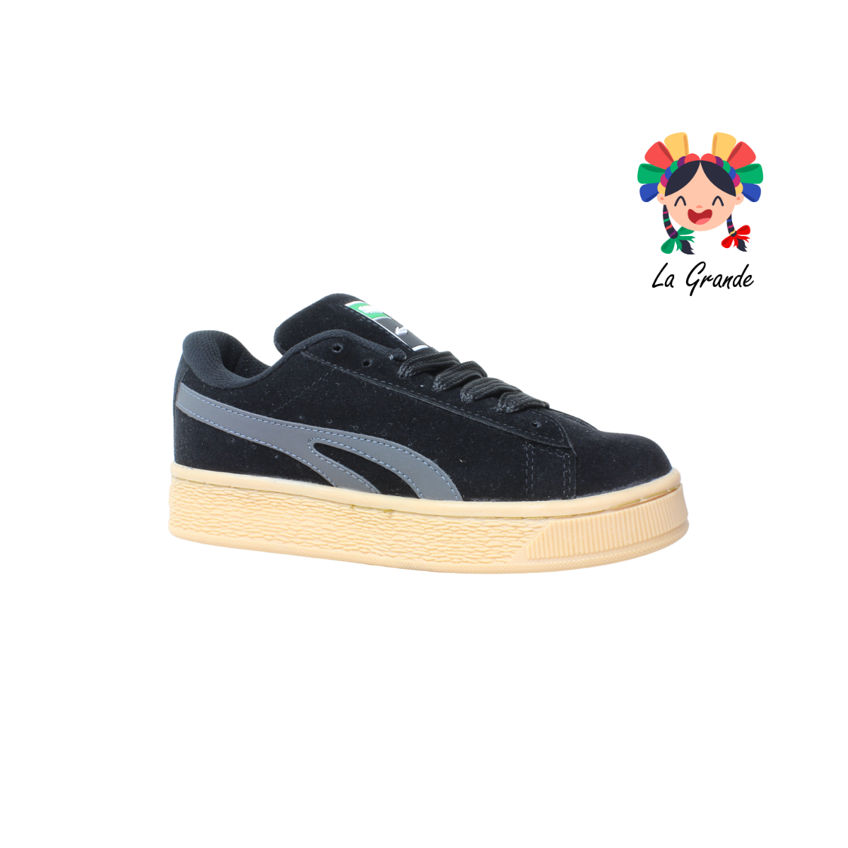 010 SNIK Negro Oxford Tenis Casual para Niña,Niño,Dama y Joven