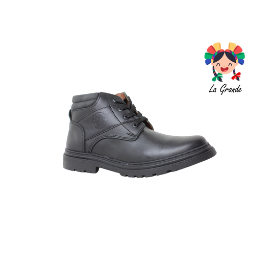 9708 DOGI Negro Piel Zapato tipo Bota Escolar para Niño y Joven